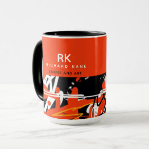 Élégante Mug demi-rouge mi-Abstraite avec nom