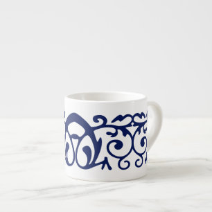 Elégante Mug d'Espresso Bleu et Blanc Marine