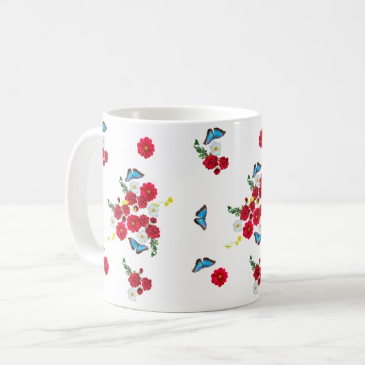 "Élégante Mug d'impression de rose rouge" (Devant gauche)