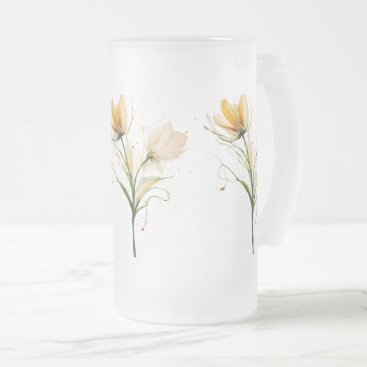 Élégante Mug en verre dépoli - Bouquet floral desi (Devant droit)