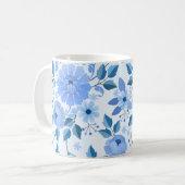 Élégante Mug Floral Bleu (Devant gauche)