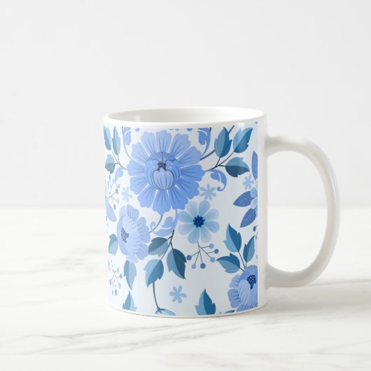 Élégante Mug Floral Bleu (Droite)