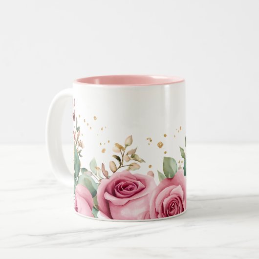 Elégante Mug Florale aux Roses Roses Roses Roses e (Devant gauche)