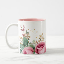 Elégante Mug Florale aux Roses Roses Roses Roses e