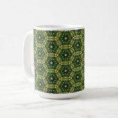 Élégante Mug géométrique en or foncé vert foncé (Devant gauche)