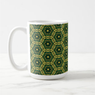 Élégante Mug géométrique en or foncé vert foncé