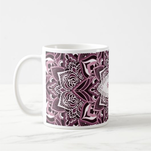 Élégante Mug Mandala Rose (Gauche)