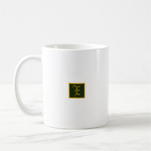 Elégante Mug minimaliste or et monogramme vert