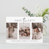 Elegante Multi Zwart Wit Tekst 4 Foto Save The Date (Staand voorkant)