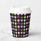 Elegante Multicolor Edelstenen op zwart Papieren Bekers (Links)