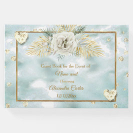 Elegante Munt Blauwgroen Blauw Goud Marmer Roos Bl Gastenboek