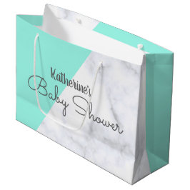 Elegante munt en wit marmer baby shower large cadeauzakje