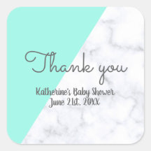 Elegante munt en wit marmer baby shower