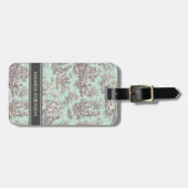 Elegante munt grijs toile de jouy bagagelabel (Voorkant horizontaal)