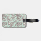 Elegante munt grijs toile de jouy bagagelabel (Achterkant horizontaal)