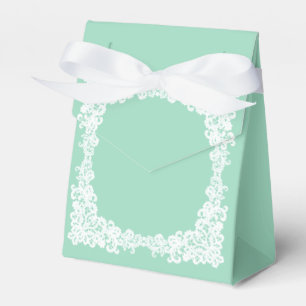 Elegante munt groen & wit kant gunst doos bedankdoosjes