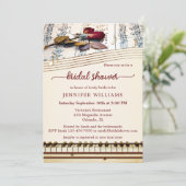 Élégante musique Rose Invitation de douche nuptial (Debout devant)