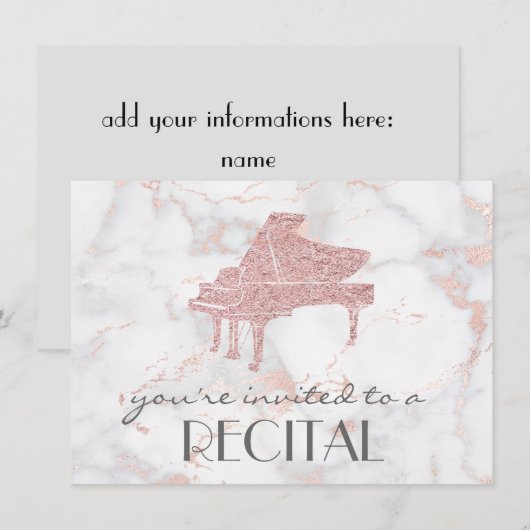 Elegante muziek piano recital kaart (Voorkant / Achterkant)