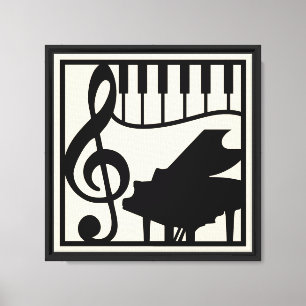 Elegante muziek piano toetsenbord sleutel noot sti canvas afdruk