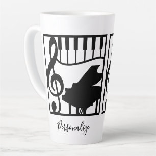 Elegante muziek piano toetsenbord sleutel noot sti latte mok