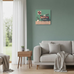 Elegante muziek wandklok vierkante klok