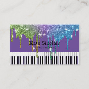 Elegante Muziekleraar Pianotoetsen Muzikaal Visitekaartje