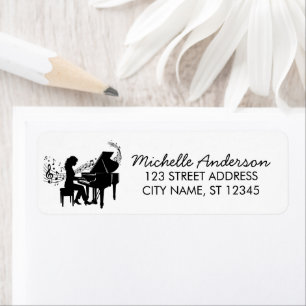 Elegante Muzieknoten voor Groot Piano Retouradres Etiket