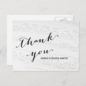 Elegante muzikale bruiloft bedankt briefkaart (Voorkant / Achterkant)