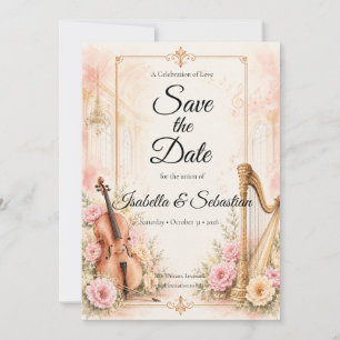 Elegante Muzikale Trouwdag Trouwdag Save The Date