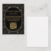 Elegante mystieke bruiloft RSVP QR Code Zwart Goud Informatiekaartje (Voorkant / Achterkant)