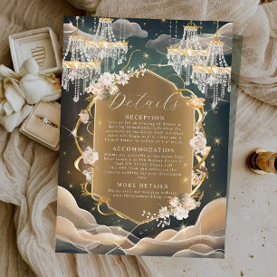 Elegante mystieke weelderige kristallen en bloemen informatiekaartje