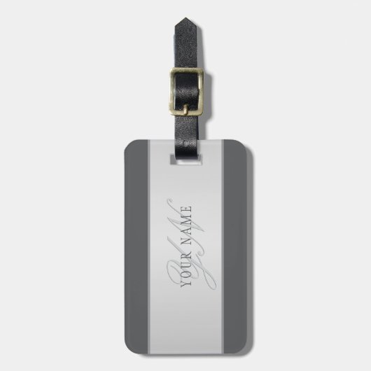 Elegante naam en monogram belettering (of andere t bagagelabel (Voorkant verticaal)