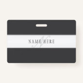 Elegante naam en monogram | Donker en lichtgrijs Badge (Voorkant)