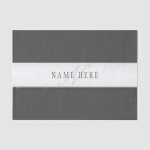 Elegante naam en monogram   Donker en lichtgrijs Tissuepapier