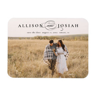 Elegante Naam Foto Bruiloft Save the Date Magneet