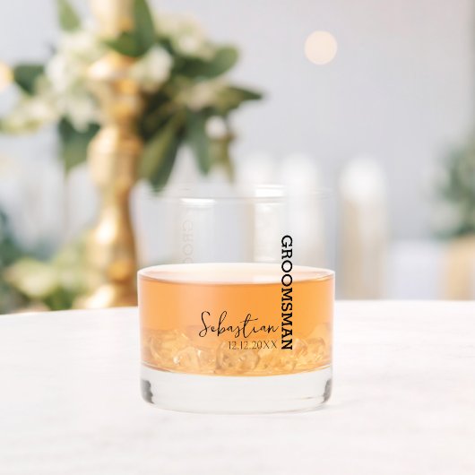 Elegante naam gepersonaliseerde bruiloft groomsman whisky glas (Insitu (Huwelijk))