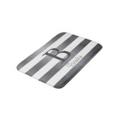 Elegante naam monogram gestreepte Grijs Badmat (Gekanteld)