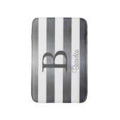 Elegante naam monogram gestreepte Grijs Badmat (Voorkant Verticaal)