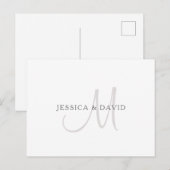 Elegante naam monogram | Wit & Grijs Briefkaart (Voorkant / Achterkant)