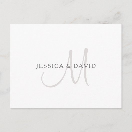 Elegante naam monogram | Wit & Grijs Briefkaart (Voorkant)