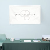 Elegante Naam Monogram | Wit & Grijs Spandoek (Beurs)