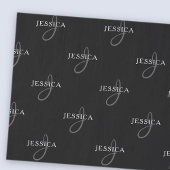 Elegante naam & Monogram | Zwart, Wit & Grijs Tissuepapier