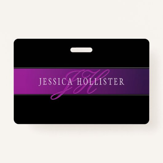 Elegante naam & Monogrammed Initiaal/s Badge (Voorkant)