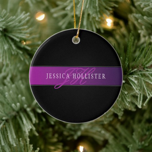 Elegante naam & Monogrammed Initiaal/s Keramisch Ornament (Boom)