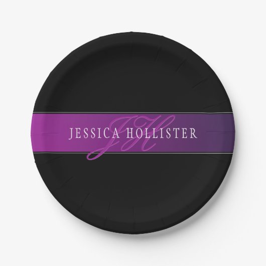 Elegante naam & Monogrammed Initiaal/s Papieren Bordje (Voorkant)