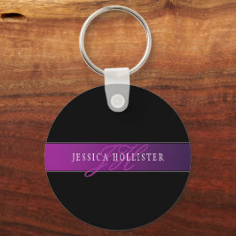 Elegante naam & Monogrammed Initiaal/s Sleutelhanger