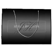 Elegante Naam & Monogrammed Initialen | Zwart & Gr Groot Cadeauzakje (Achterkant)