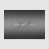 Elegante Naam & Monogrammed Initialen | Zwart & Gr Tissuepapier (Voorkant)