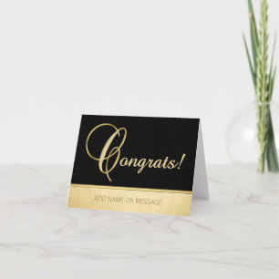 Elegante Naam Persoonlijke Zwarte Goud CONGRATS! Kaart