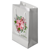 Elegante naam, roze poinsettia boeket klein cadeauzakje (Voorkant Gekanteld)
